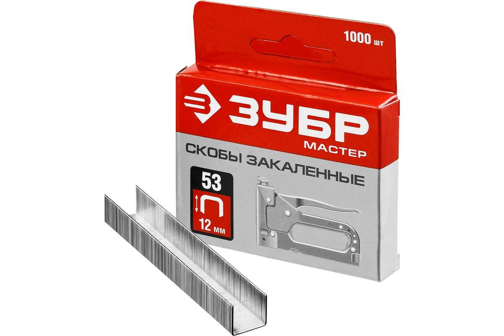 Закаленные узкие скобы для степлера ЗУБР тип 53, 12 мм, 1000 шт. 31625-12