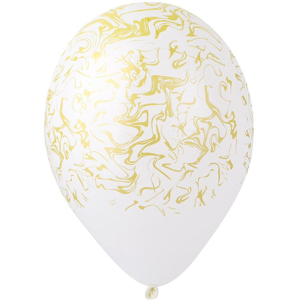 Шар латексный 35см Мрамор (Белый)