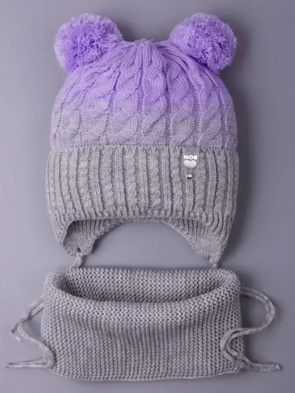 Шапка для девочки осенняя вязаная и снуд