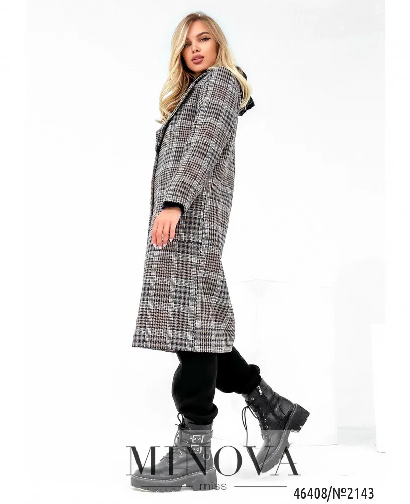 Пальто 2143-бежевая-клетка Minova