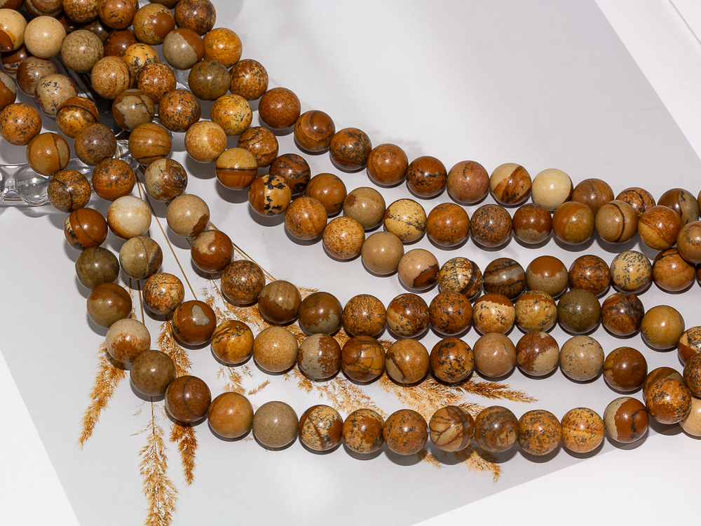 Нить бусин из яшмы 10мм, полуматовые