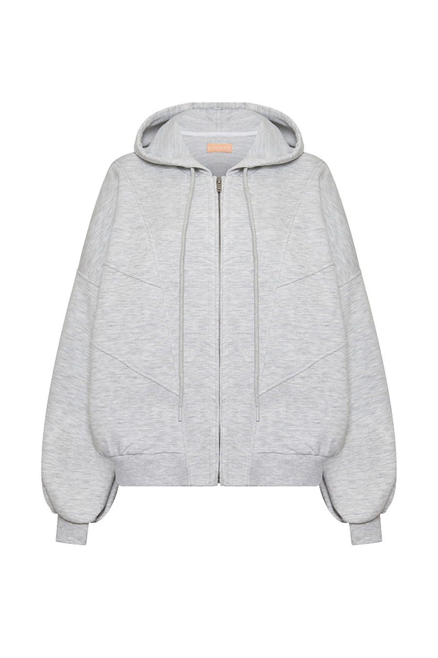 Толстовка с рельефными швами Светло-серый меланж