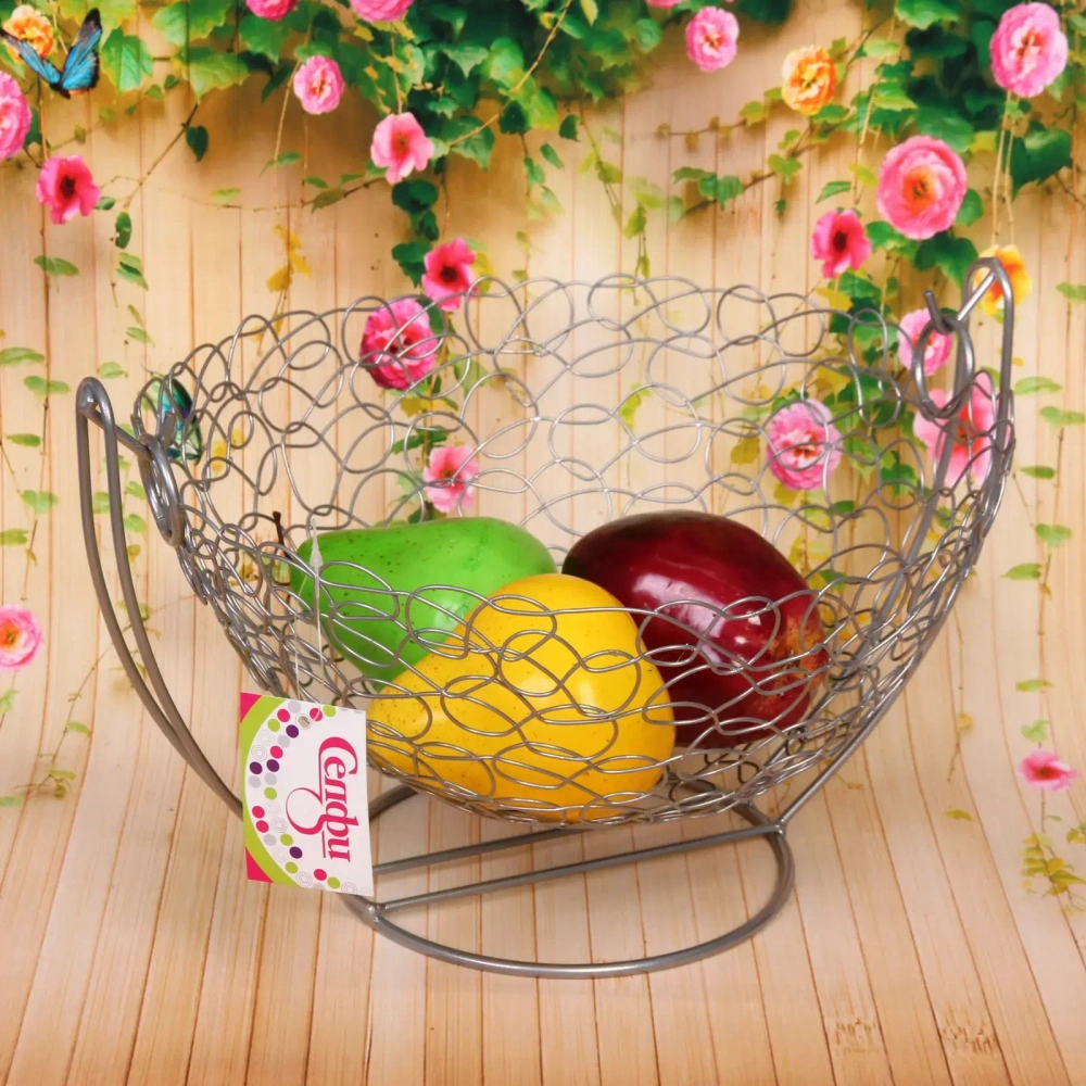Фруктовница «Brownie» 27*14см паутинка на подставке серая