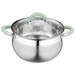 Кастрюля из нержавеющей стали 4,6л «MENTOLO» с крышкой, ручки с силиконом