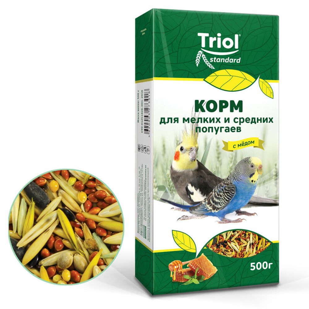 Корм Тriol Standard для мелких и средних попугаев с мёдом, 500г Корм Тriol Standard для мелких и средних попугаев с мёдом, 500г