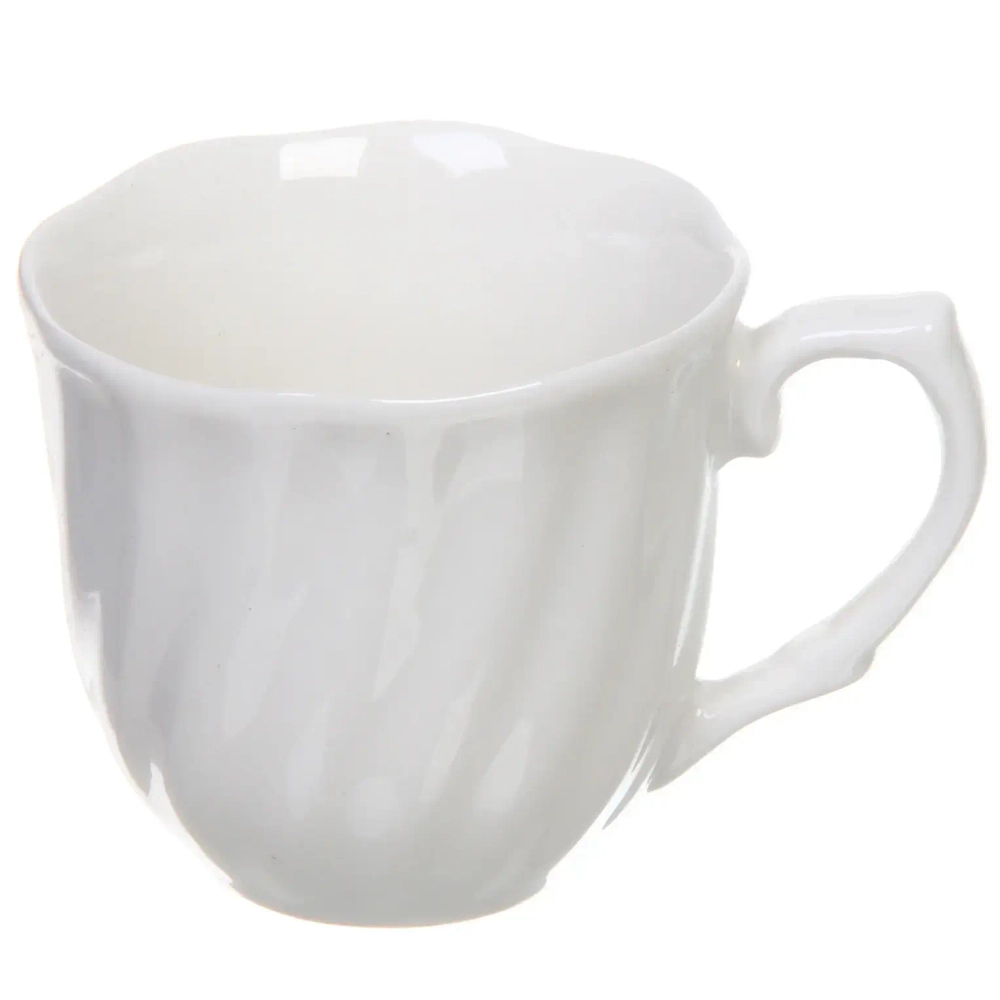 Кофейный набор 12 предметов «White magic» (6 кружек 90мл+6 блюдец), волна