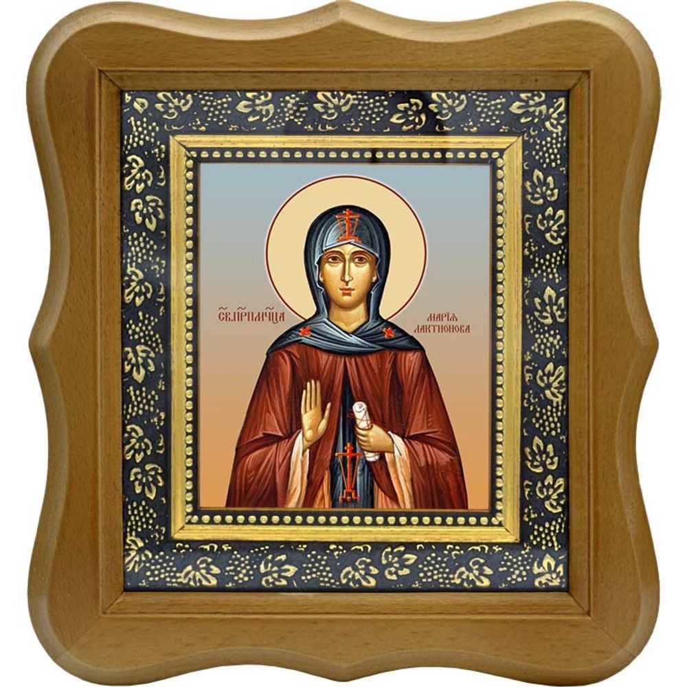 Мария Лактионова, послушница, преподобномученица. Икона на холсте. В киоте 10 х 12 см.