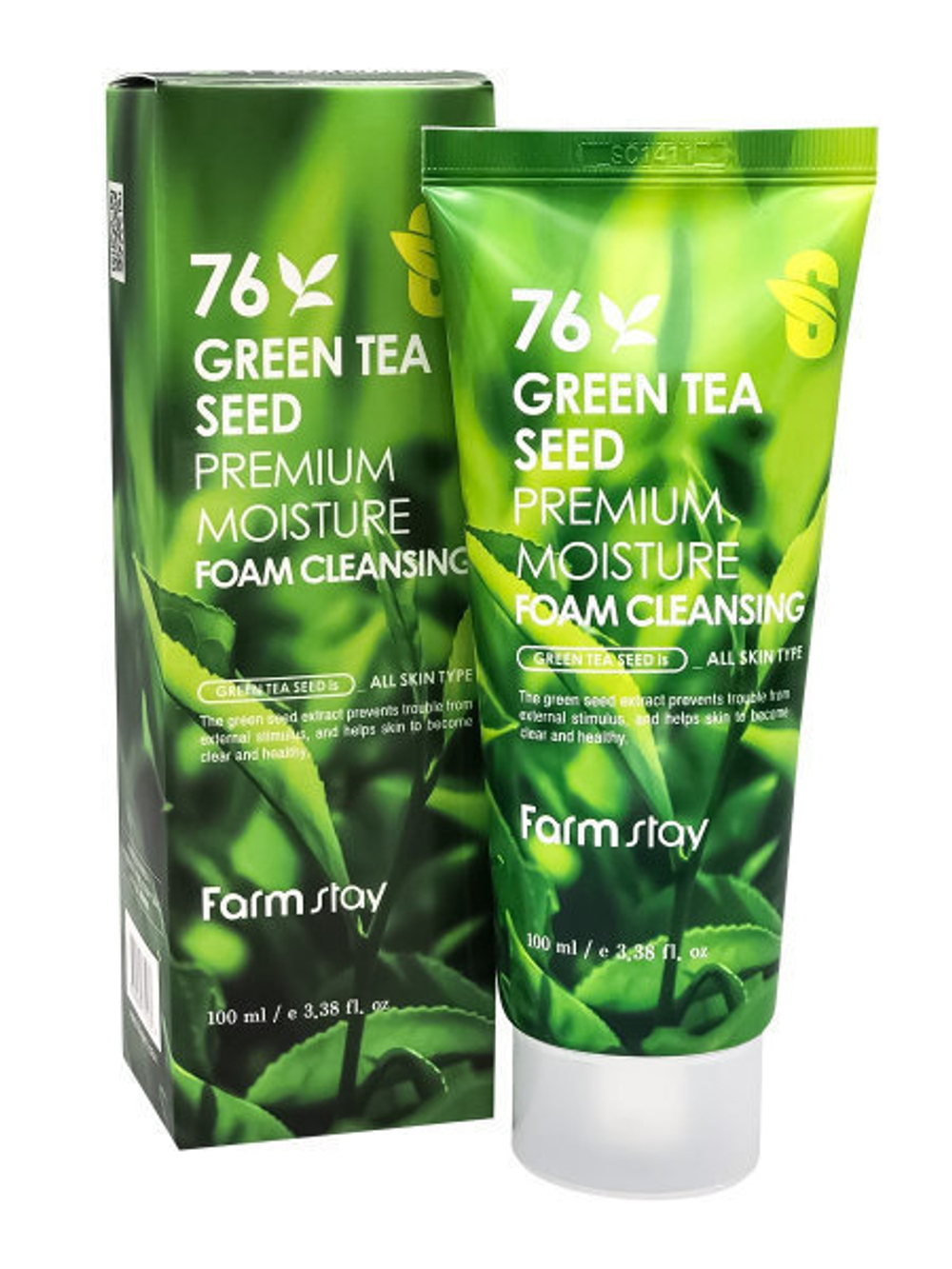 Пенка для умывания &quot;Семена Зеленого чая&quot; FarmStay 76 Green Tea Seed Premium Moisture, 100мл ХИТ. Страна производитель: Корея (Уход за лицом)