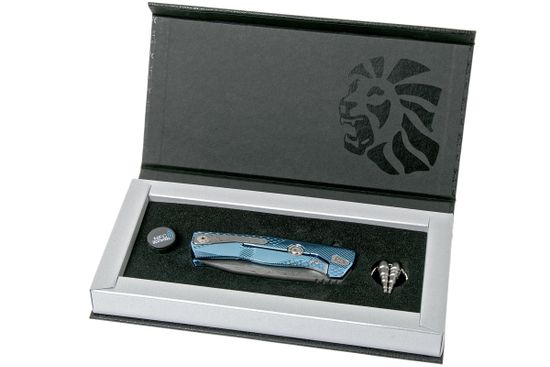 Складной нож Lion Steel "ROK-DD GL" L/ROK DD BL c клинком из стали Damasteel, рукоять титан