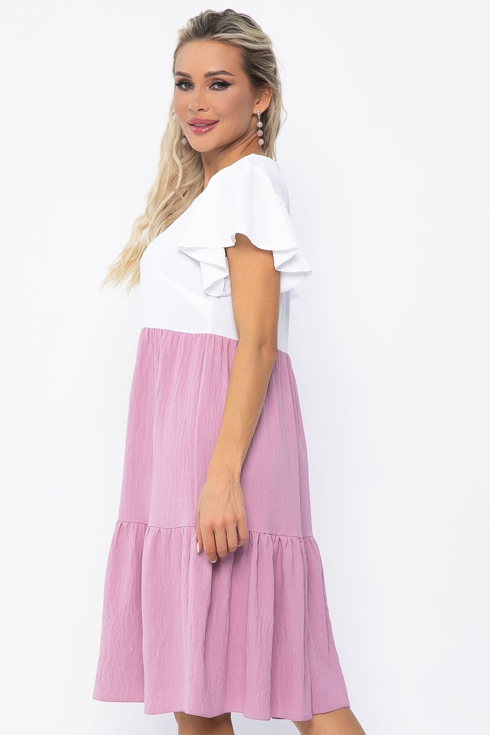 Платье Ветер перемен (бело-розовое) П13586-4М LT Collection