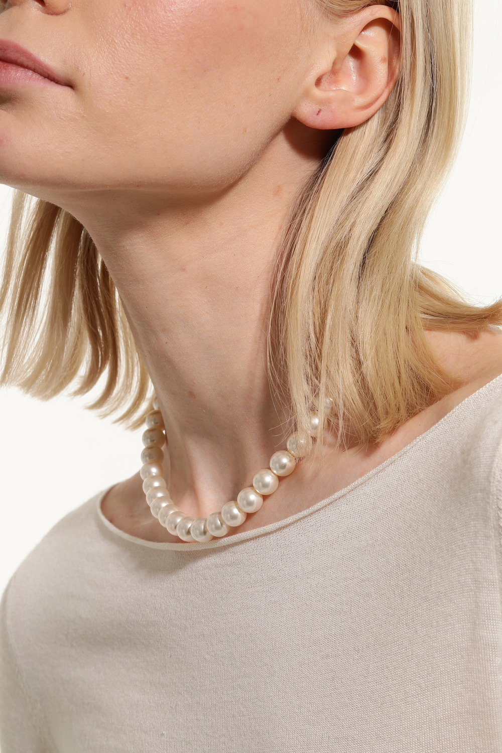 Колье крупный жемчуг майорика, золотой магнитный замок