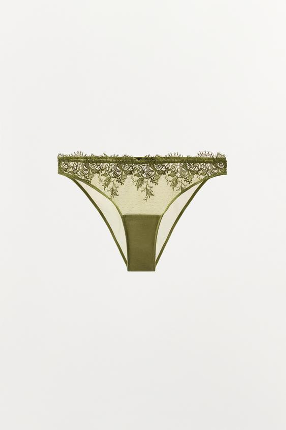 ZARA ТРУСЫ С КРУЖЕВОМ В ГОРОШЕК, ЗЕЛЕНЫЙ