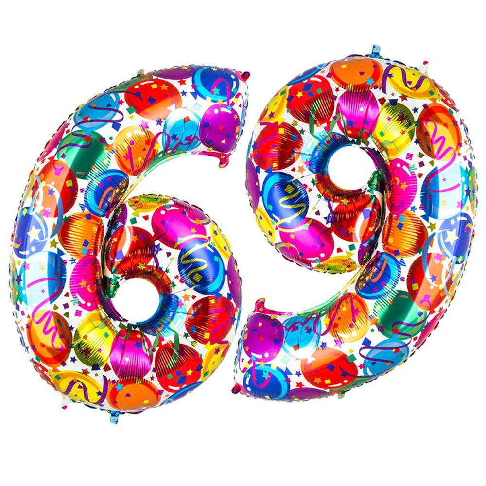 Шар Фольгированный Цифра 9 Шары (Ассорти)