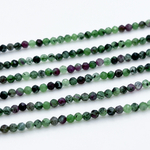 Цоизит граненый (с корундом) бусины, размер около 2 мм, цена за нить 38 см