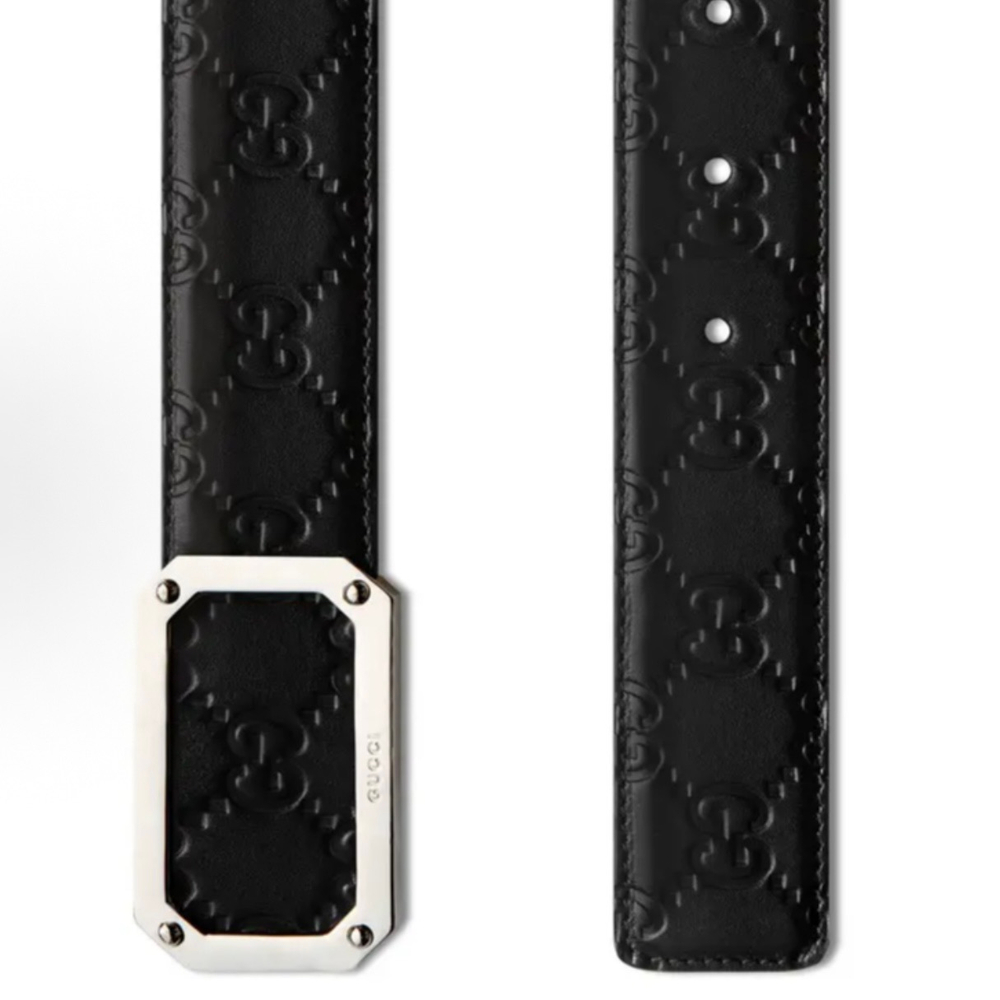 Кожаный ремень Gucci Black Signature Leather Belt
