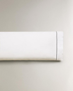 ZARA HOME САТИНОВАЯ НАВОЛОЧКА С КОНТРАСТНОЙ КАЙМОЙ, ЧЕРНЫЙ