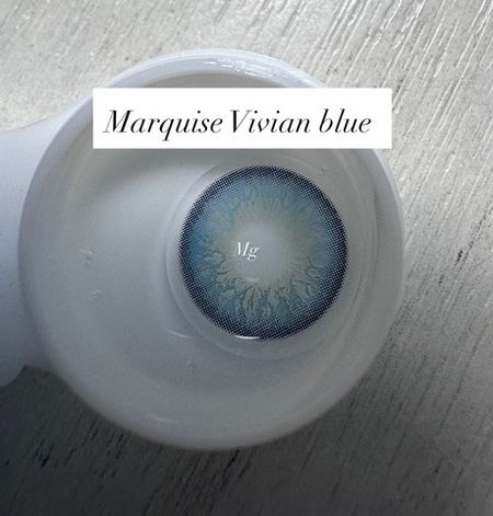 Голубые Цветные линзы с легким эффектом увеличения Marquise Vivian blue / Для светлых и темных глаз / 12 месяцев