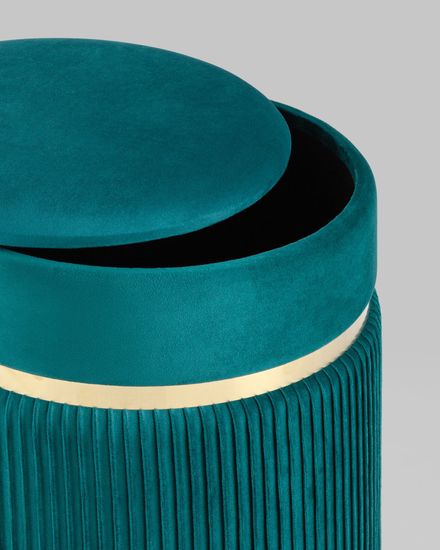 Пуф Миранда с ящиком велюр бирюзовый