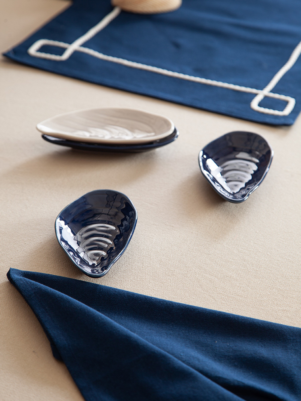 Набор для сервировки oyster shell синего цвета из коллекции sea treasures