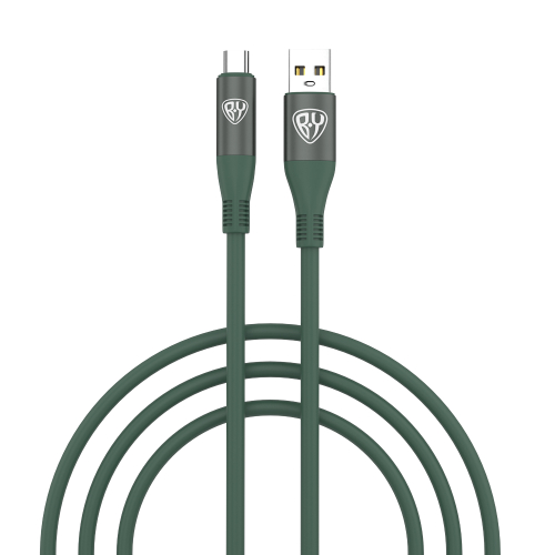 Кабель для зарядки USB(A)-Type C BY Flexi, 1 м, 3А, Быстрая зарядка QC3.0, зеленый