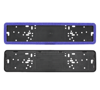 Рамка под номер пластик Черная защелка со СТРАЗАМИ - Синие (уп2шт) RAMKA-DIAMOND-BLUE