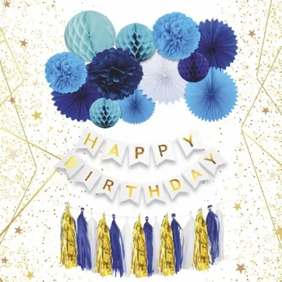 Набор для фотозоны «Праздничный карнавал» (14 предметов+скотч,веревка и скрепки)), Синий/Голубой/Белый