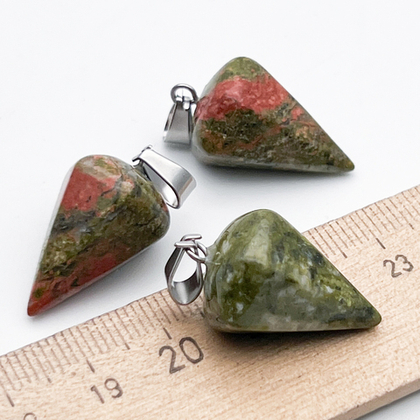 Подвеска Кристалл, унакит, размер 22*15 мм, цена за 1 шт