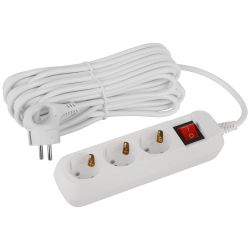 Удлинитель электрический ЭРА UDL-16-3100-ES Greenline 3 розетки с заземлением с выключателем 10м ПВС 3x1мм2 | Бытовые удлинители