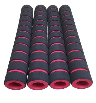 Неопреновые мягкие накладки-грипсы для турника, тренажера, велосипеда, самоката красные, 21,5см - 4шт