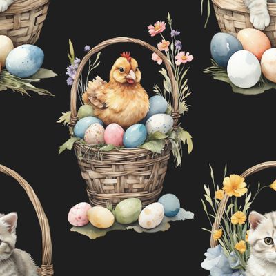 Пасхальная курочка и милый котенок