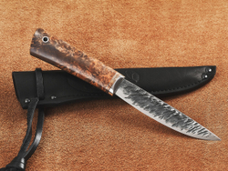 Якутский нож "Амга", сталь Х12МФ, рукоять карельская береза