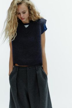 ZARA БРЮКИ BALLOON СО СКЛАДКАМИ, ТЕМНО-СЕРЫЙ