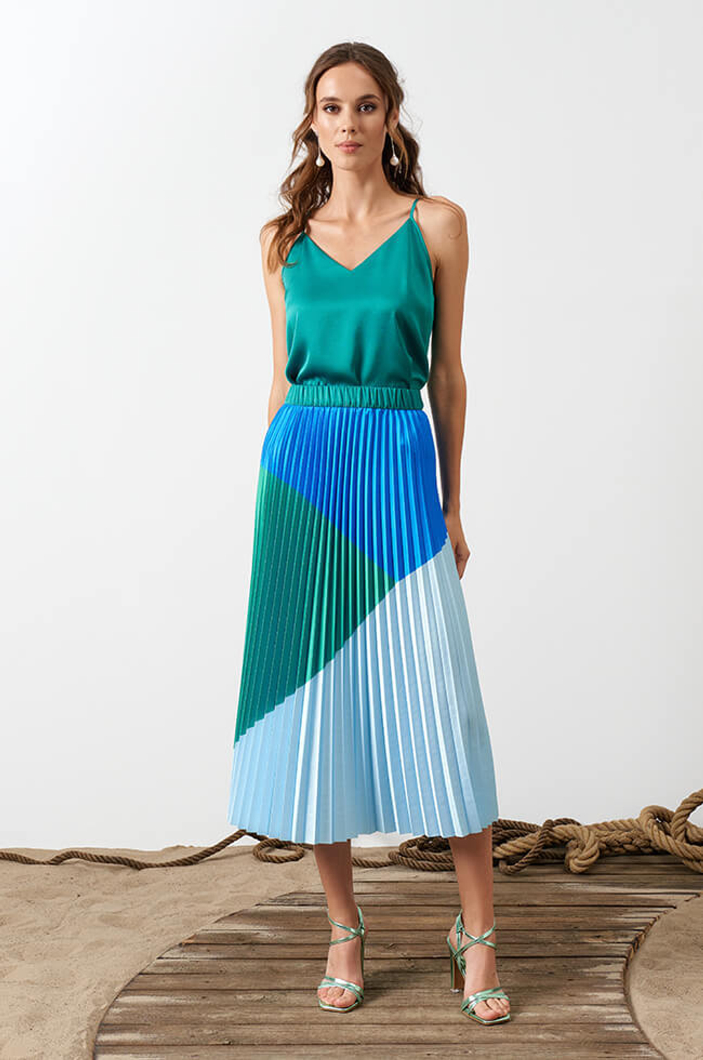 4834 Юбка женская (сине-зеленый принт)