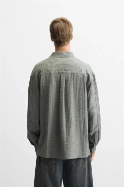 ZARА РУБАШКА ИЗ РЕЛЬЕФНОЙ ТКАНИ, СЕРЫЙ
