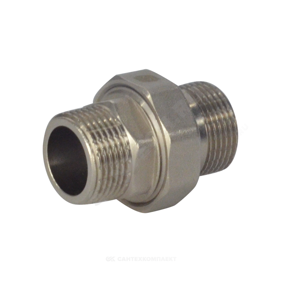 Соединитель латунь никель американка Ду 15 (1/2") прямой НР/НР SantechSystems