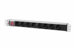 ЦМО Блок розеток Rem-10 без шнура с выкл., 8 Schuko, вход IEC 60320 C14, 10A, алюм., 19" (R-10-8S-V-440-Z)