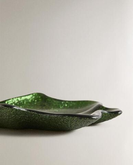 ZARA HOME НОВОГОДНЯЯ СТЕКЛЯННАЯ МИСКА «ЕЛКА», ЗЕЛЕНЫЙ