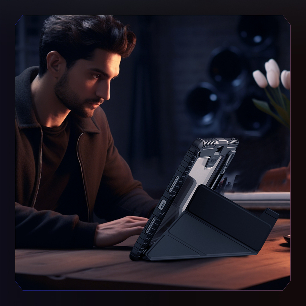 Чехол книжка от Nillkin для Xiaomi Pad 7 и 7 Pro, серия Bumper Pro Case-Multi Angle Folding Style, многофункциональный складной стиль