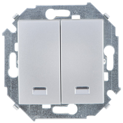 Двухклавишный выключатель с подсветкой Simon 15, 16А, 250В, винтовой зажим