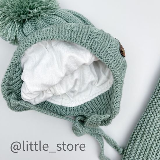 Шапка демисезонная "Дино" со снудом, Шалфей