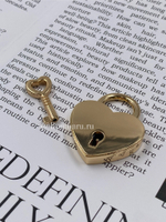Замок сердце с ключом золотистый