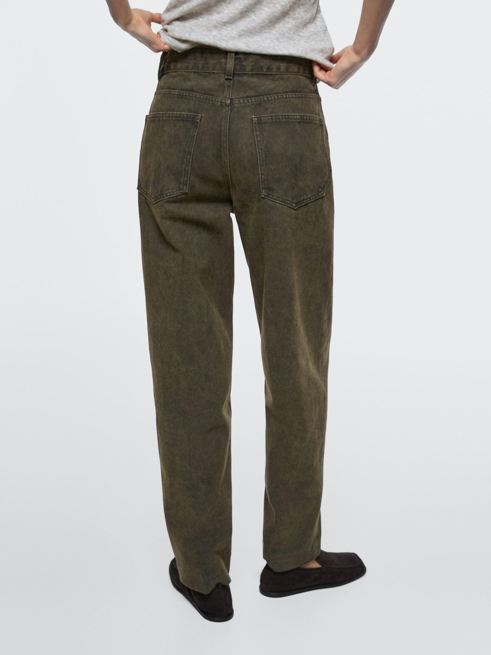 Massimo Dutti Джинсы свободного кроя со средней посадкой, темно-зеленый