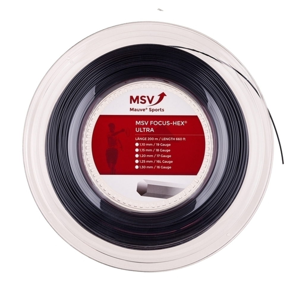 Теннисная струна MSV Focus HEX Ultra, 1,30, 200м (черный)