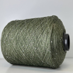 LINETTE PAILLETES - 80% лен, 20% п/а, микропайетки 2мм, ; 450м\100гр; цвет: зеленый/оливковый меланжевый, пайетки серебро