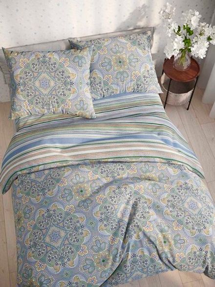 Постельное белье Сказка "Бисер/Бисер (компаньон)" евро Наволочка 50х70 см 2 шт Простынь на резинке 180х200 см Пододеяльник 200х215 см, перкаль