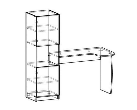 Стол МИЯКО /1452*1500*678/ левый белый / белый глянец