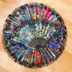 Веер Индийские огурцы текстиль с кружевом цвет микс пластик черный
