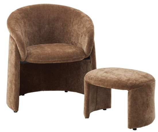 Кресло+оттоманка HUG AT5139-13 Коричневый, ткань/каркас металл в обивке AT5139-13