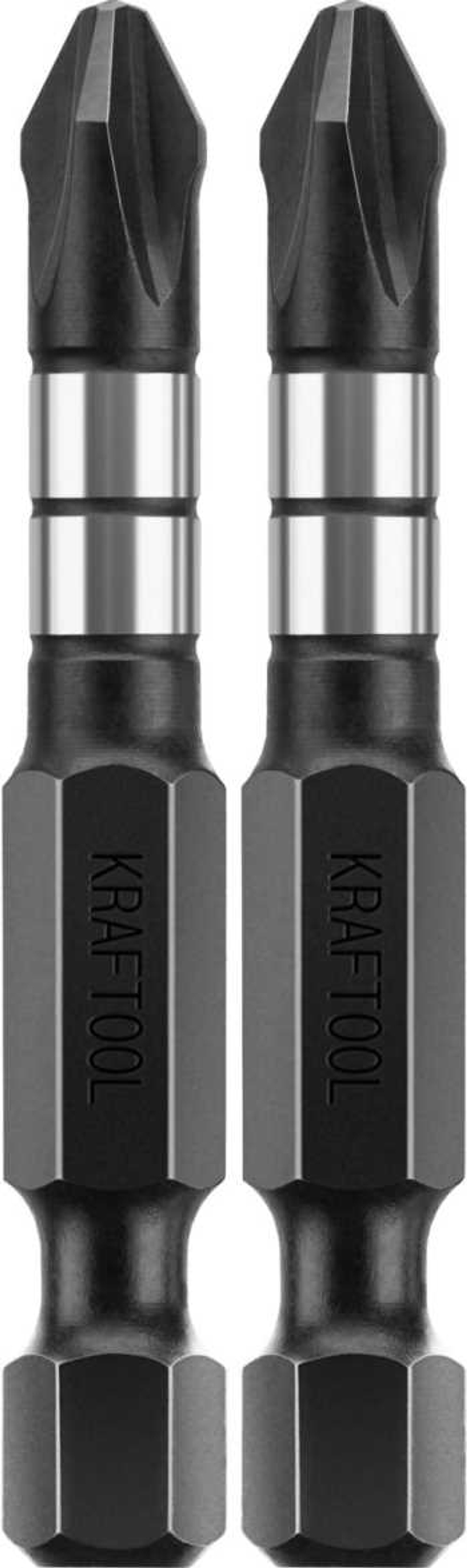 Биты, тип хвостовика E 1/4, PH2, 50мм, 2шт, на карточке, KRAFTOOL Impact Pro, Philips, 26191-2-50-S2