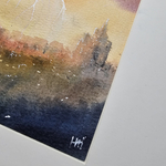 Картина акварельная авторская в паспарту 30х40 см на стену для интерьера "Гроза над Москвой"